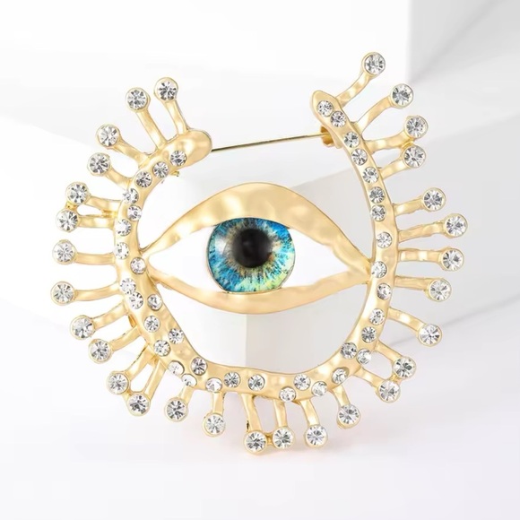 Betsey Johnson Jewelry - Surrealist Blue Eyes Crystal Brooch
